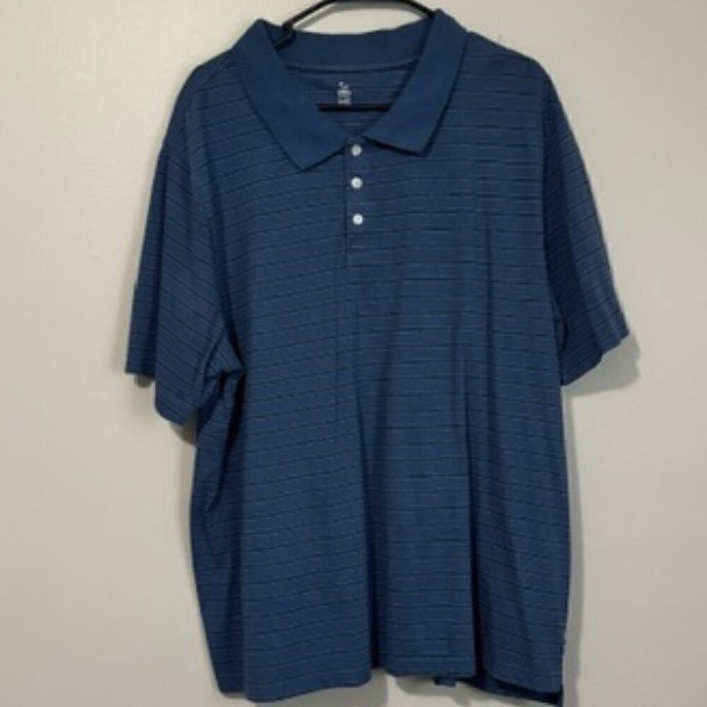 USED Men's Open Trails Short Sleeve 3 Button Polo Shirt Color Blue Size XX Large